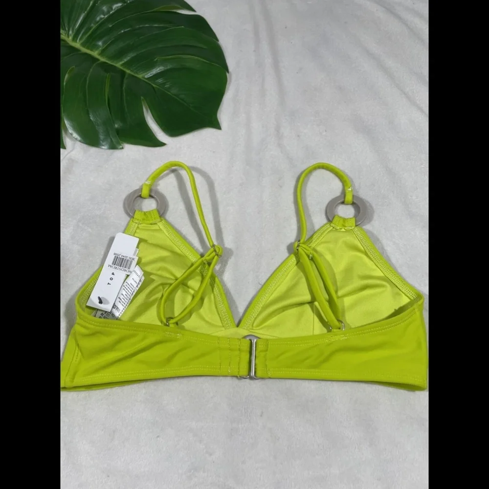 NWT $30 TOPSHOP‎ Ring Detail Triangle Bikini Top In Lime Green [SZ 6 US ]